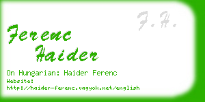 ferenc haider business card